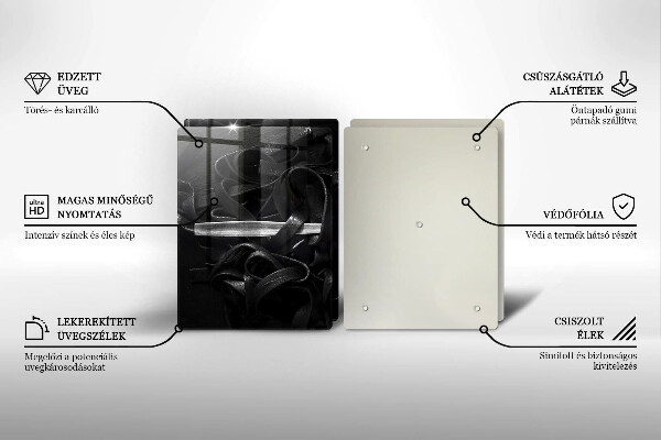 Herdabdeckplatte glas Schwarze Tagliatelle-Nudeln