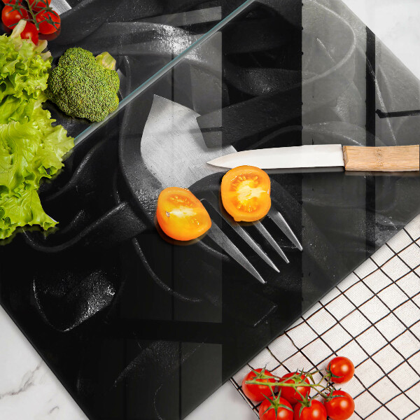Herdabdeckplatte glas Schwarze Tagliatelle-Nudeln