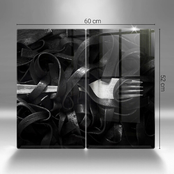 Herdabdeckplatte glas Schwarze Tagliatelle-Nudeln