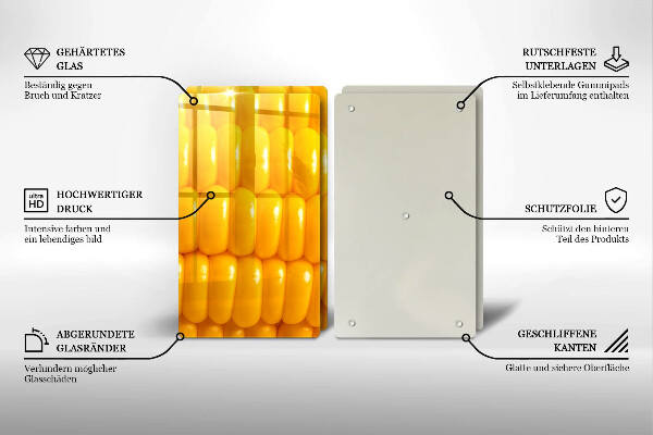 Herdabdeckplatte glas Maiskörner