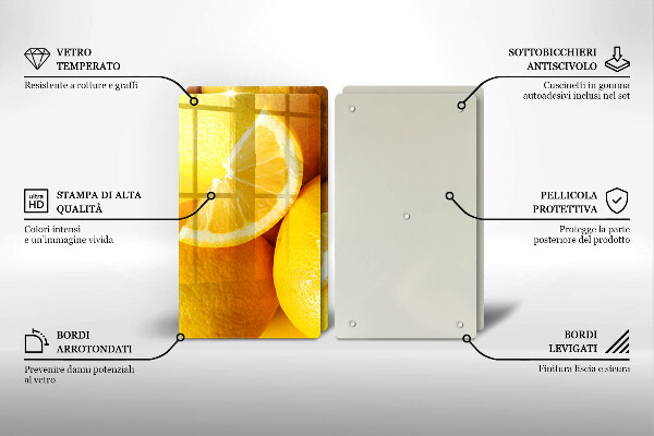 Herdabdeckplatte glas Saftige Zitronen