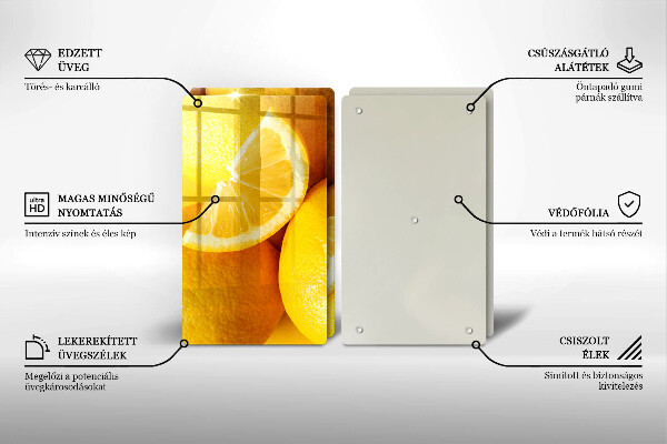 Herdabdeckplatte glas Saftige Zitronen