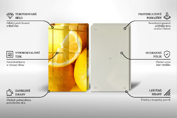 Herdabdeckplatte glas Saftige Zitronen