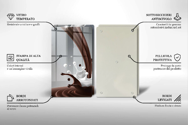 Herdabdeckplatte glas Milch und Schokolade
