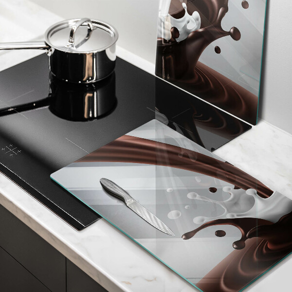 Herdabdeckplatte glas Milch und Schokolade