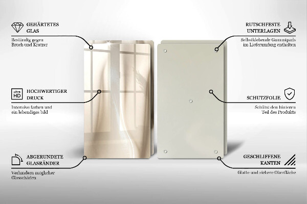 Herdabdeckplatte glas Cremiges Eis