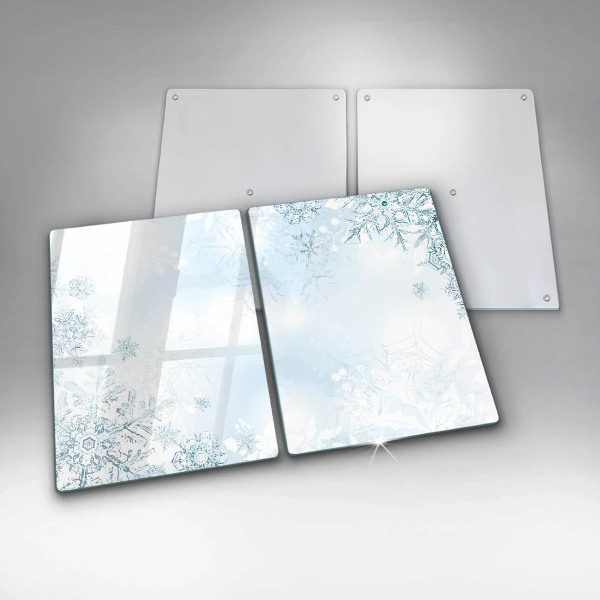 Herdabdeckplatte glas Schneeflocke