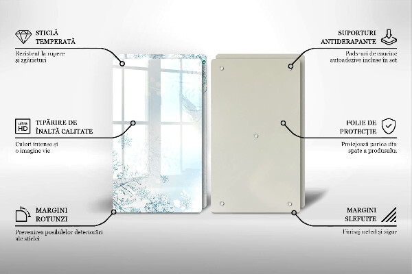 Herdabdeckplatte glas Schneeflocke