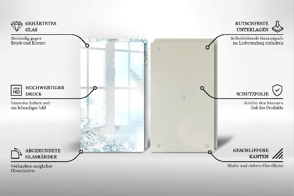 Herdabdeckplatte glas Schneeflocke