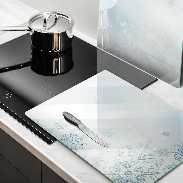 Herdabdeckplatte glas Schneeflocke