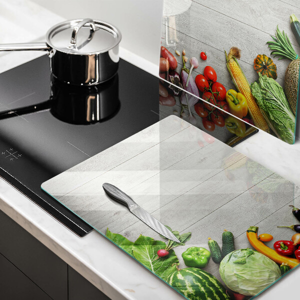 Herdabdeckung Gemüse auf Brettern