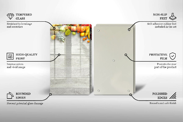 Herdabdeckung Früchte auf Brettern