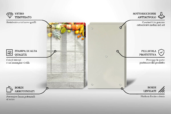 Herdabdeckung Früchte auf Brettern