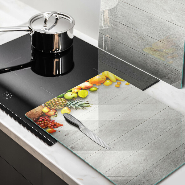 Herdabdeckung Früchte auf Brettern