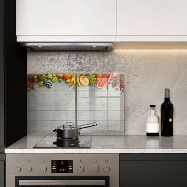 Herdabdeckung Früchte auf Brettern