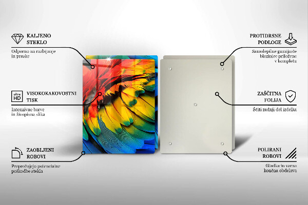 Herdabdeckung Bunte Papageienfedern