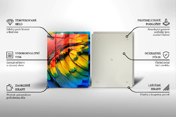 Herdabdeckung Bunte Papageienfedern