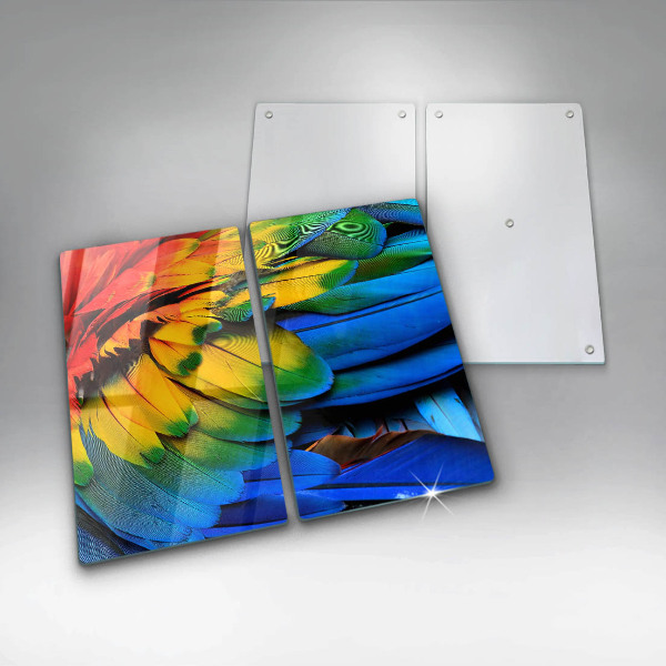 Herdabdeckung Bunte Papageienfedern