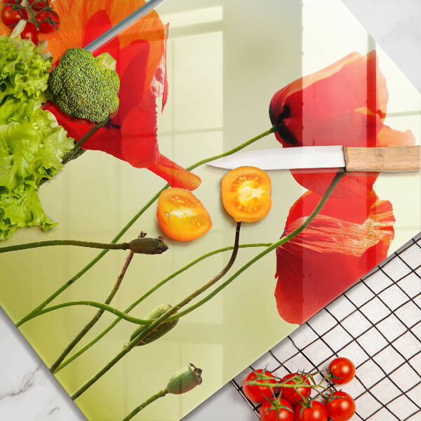 Herdabdeckung Rote Mohnblumen