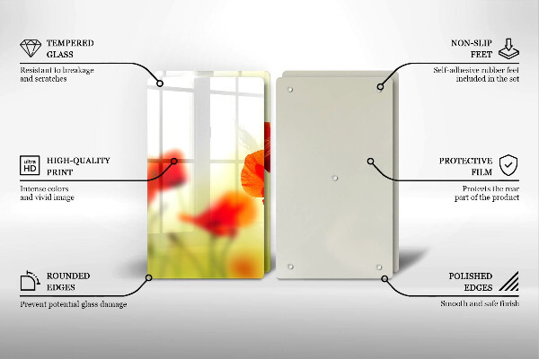 Herdabdeckung Rote Mohnblumen