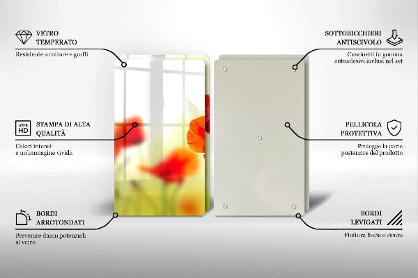 Herdabdeckung Rote Mohnblumen