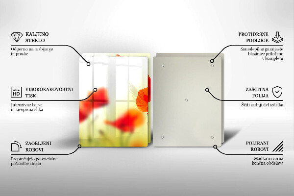 Herdabdeckung Rote Mohnblumen