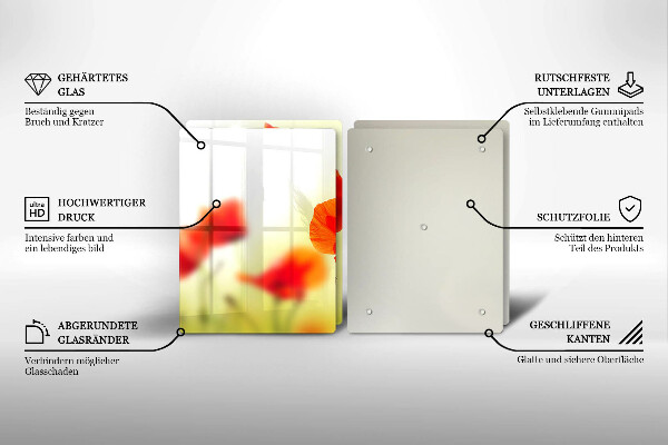 Herdabdeckung Rote Mohnblumen