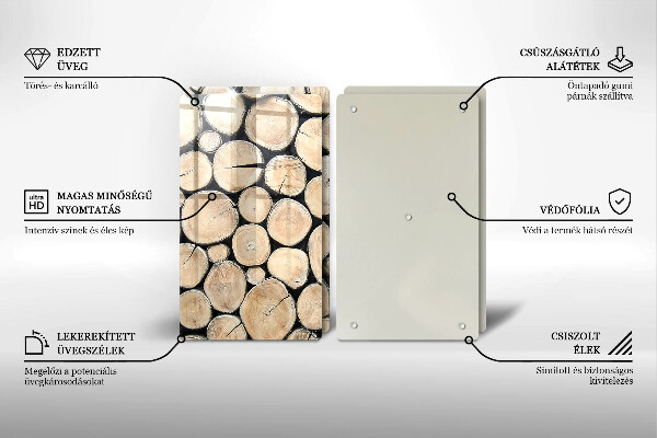 Herdabdeckung Baumstämme aus Holz
