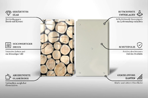 Herdabdeckung Baumstämme aus Holz