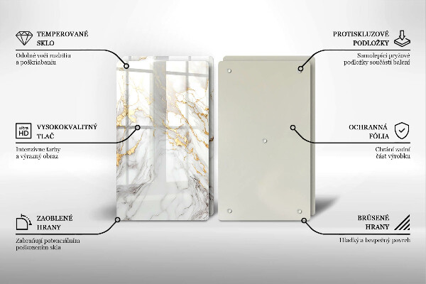 Herdabdeckung Heller Marmor mit Gold