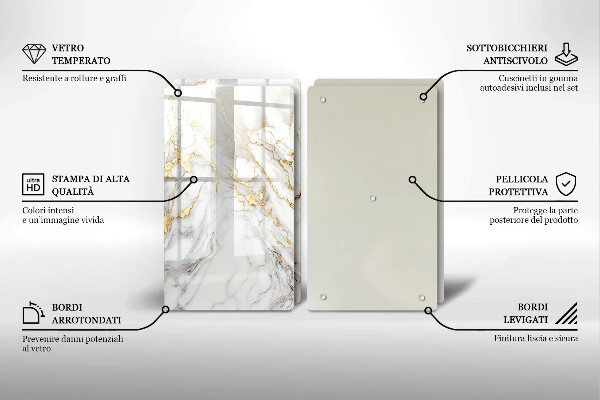 Herdabdeckung Heller Marmor mit Gold