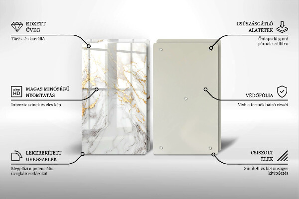 Herdabdeckung Heller Marmor mit Gold