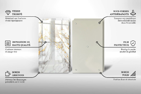 Herdabdeckung Heller Marmor mit Gold