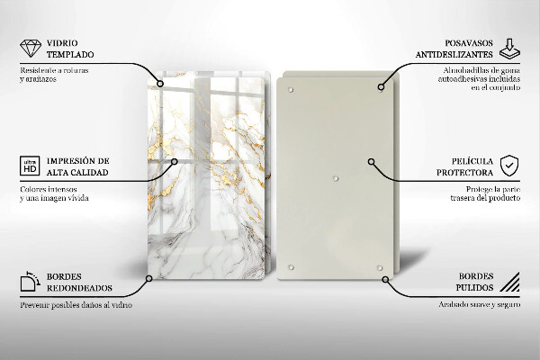 Herdabdeckung Heller Marmor mit Gold