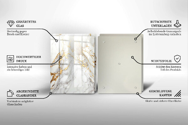 Herdabdeckung Heller Marmor mit Gold