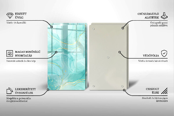 Herdabdeckung Blaue und goldene Abstraktion