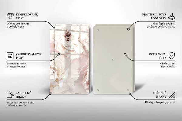 Herdabdeckung Pastellfarbene Pfingstrosen