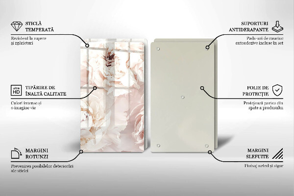 Herdabdeckung Pastellfarbene Pfingstrosen
