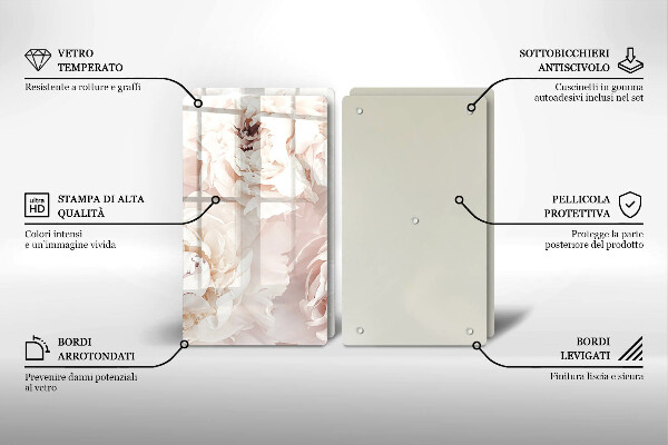 Herdabdeckung Pastellfarbene Pfingstrosen