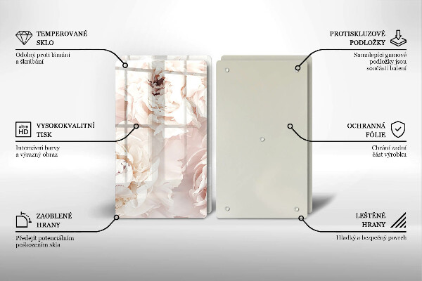 Herdabdeckung Pastellfarbene Pfingstrosen