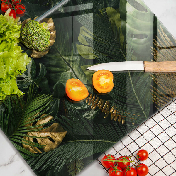 Herdabdeckung Goldene Monstera-Blätter