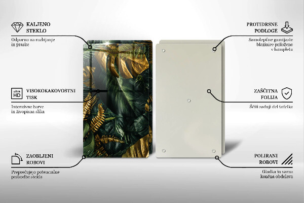 Herdabdeckung Goldene Monstera-Blätter