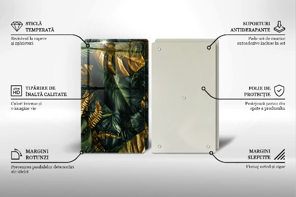 Herdabdeckung Goldene Monstera-Blätter