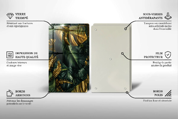 Herdabdeckung Goldene Monstera-Blätter