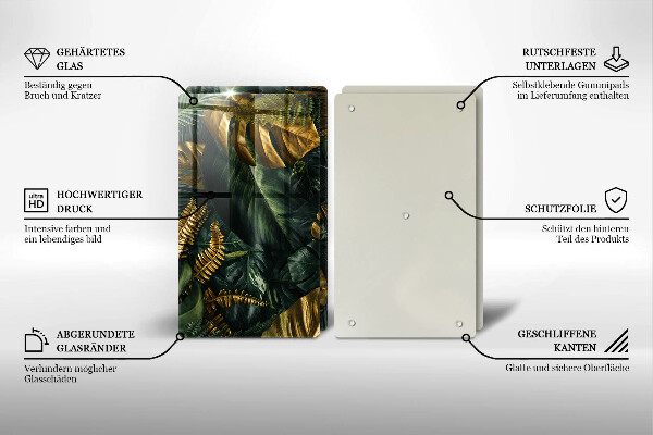 Herdabdeckung Goldene Monstera-Blätter