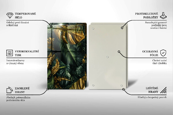 Herdabdeckung Goldene Monstera-Blätter