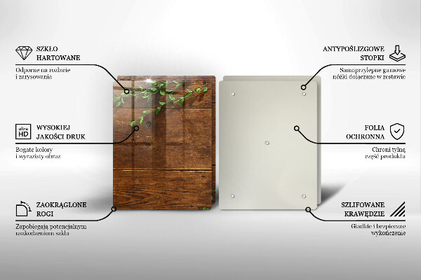 Herdabdeckung Holzbretter und Blätter