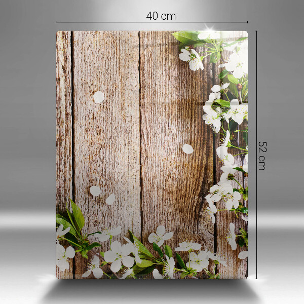 Herd abdeckplatte Weiße Blumen auf den Brettern