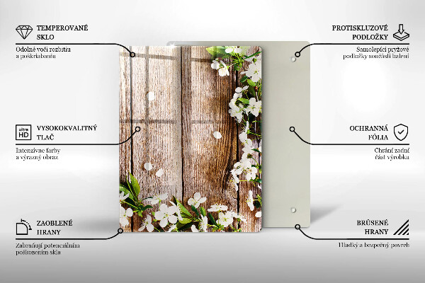 Herd abdeckplatte Weiße Blumen auf den Brettern