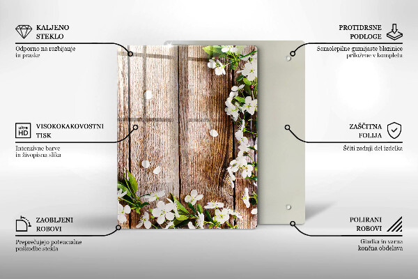 Herd abdeckplatte Weiße Blumen auf den Brettern